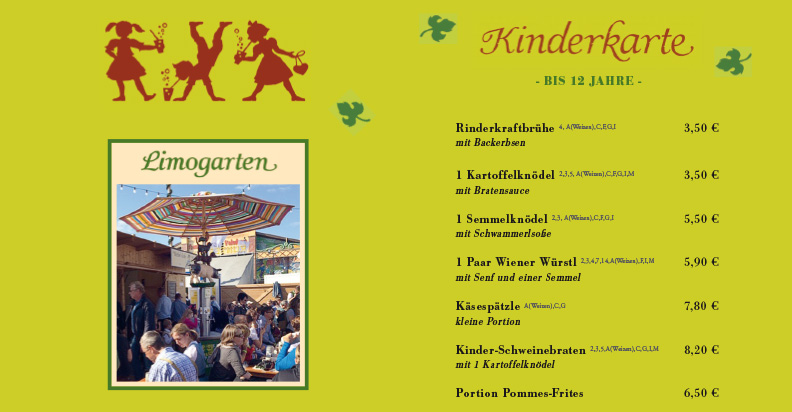 Festzelt Tradition - Oktoberfest München - Kinderspeisekarte